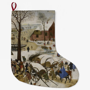 The Census at Bethlehem (by Pieter Bruegel) Large Christmas Stocking