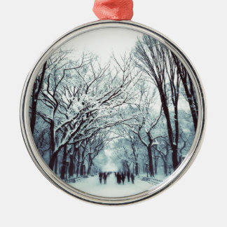 The Central Park Mall In Winter Metal Tree Decoration