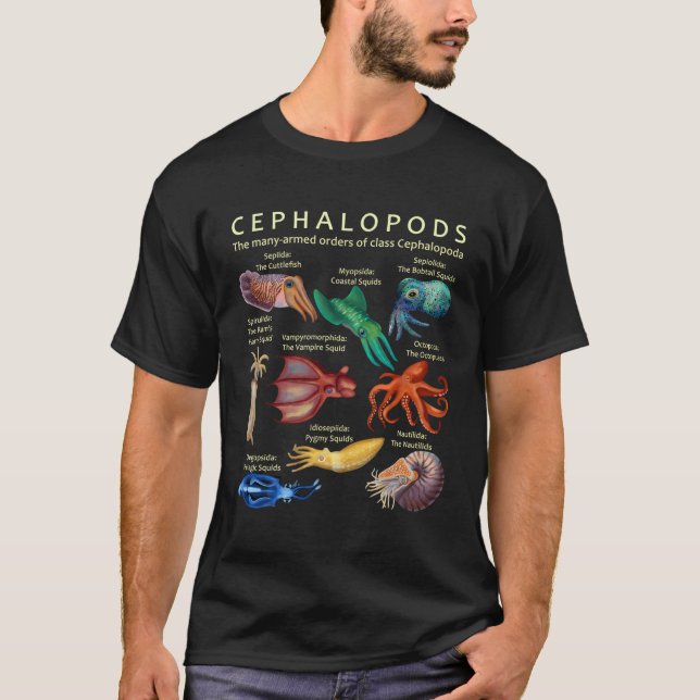The Cephalopod Octopus Squid Cuttlefish And Nautil T-Shirt (Front)