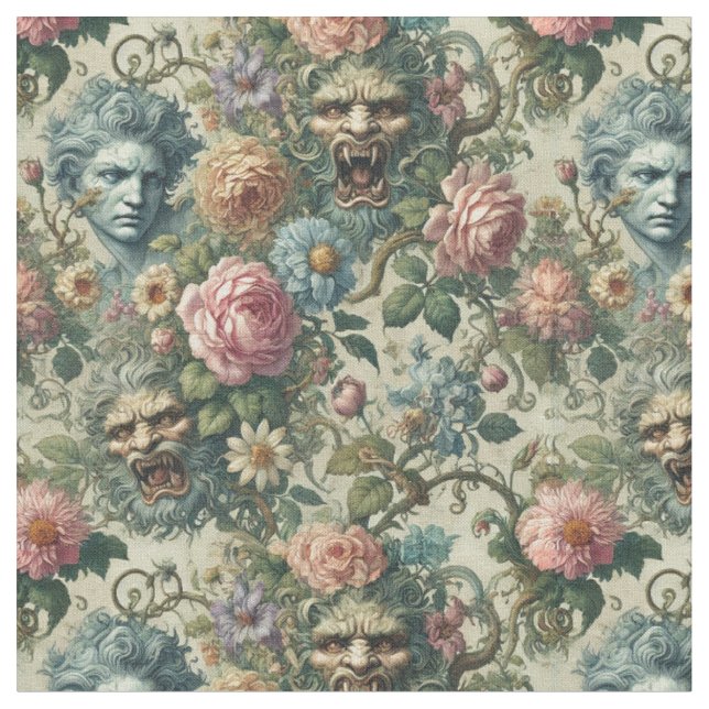 The Cerulean Muse – Gothic Victorian Classic Tile Fabric (Close Up)