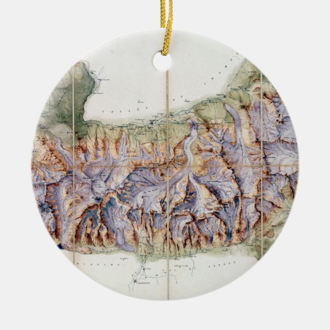 The Chain of Mont Blanc, from an actual survey in Ceramic Ornament (Front)