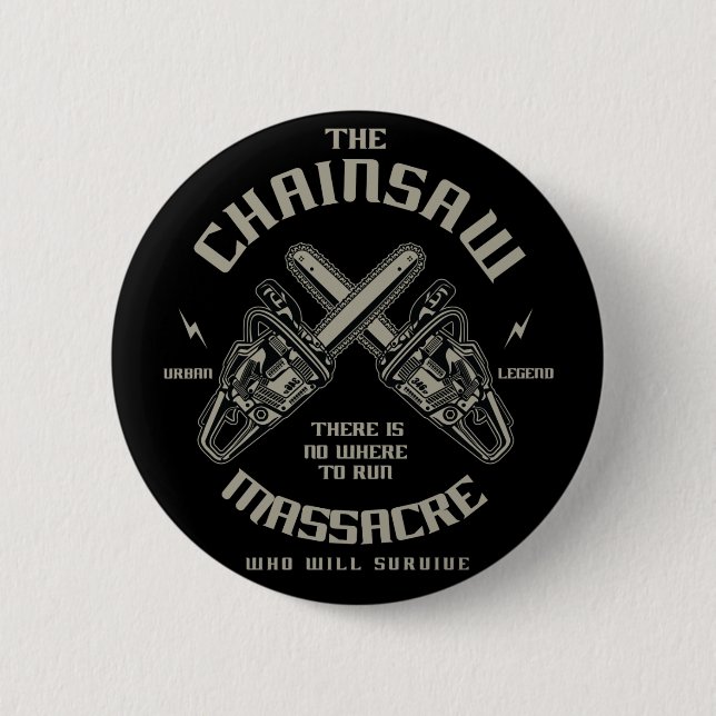 The Chainsaw Massacre who whill survive? 6 Cm Round Badge (Front)