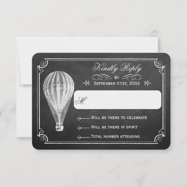 The Chalkboard Hot Air Balloon Wedding Collection RSVP Card (Front)