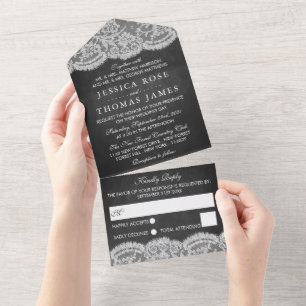 The Chalkboard & Lace Wedding Collection All In One Invitation
