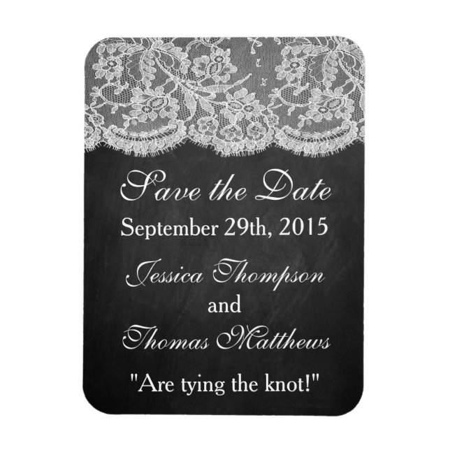 The Chalkboard & Lace Wedding Collection Magnet (Vertical)