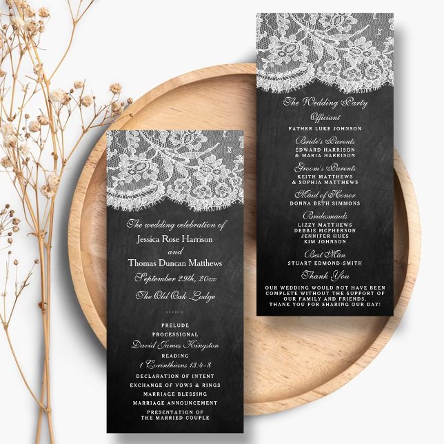 The Chalkboard & Lace Wedding Collection Programs Rack Card (Creator Uploaded)