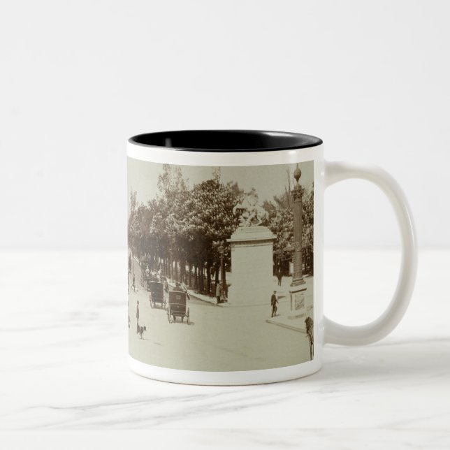 The Champs Elysees, Paris (sepia photo) Two-Tone Coffee Mug (Right)