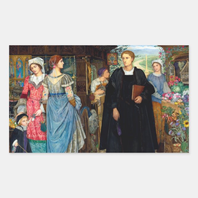 The Chance Meeting c. 1907 By Kate Elizabeth Bunce Rectangular Sticker (Front)