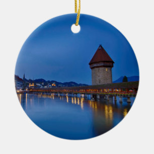 The Chapel Bridge in Lucerne Ceramic Tree Decoration