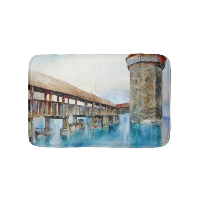 The Chapel Bridge in Lucerne (Switzerland) Bath Mat (Front)