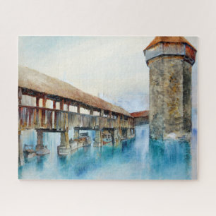 The Chapel Bridge in Lucerne (Switzerland) Jigsaw Puzzle