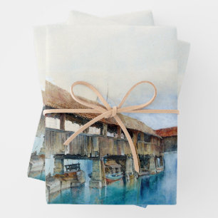 The Chapel Bridge in Lucerne (Switzerland) Wrapping Paper Sheet