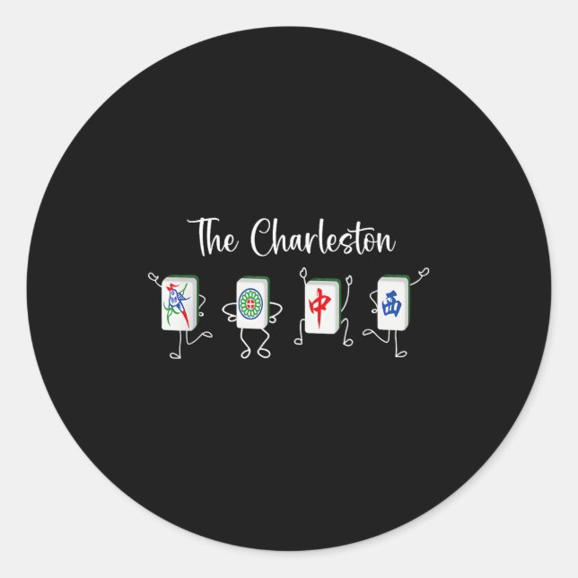 The Charleston Mahjong, Funny Mahjong Dance  Classic Round Sticker (Front)