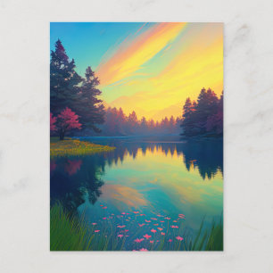The Charming River Bathed in Majestic Twilight Postcard