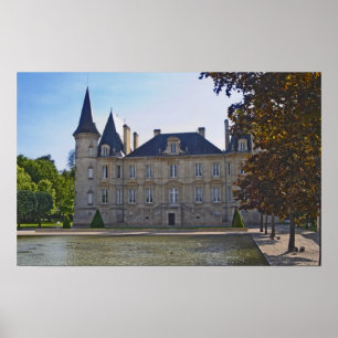 The Chateau Pichon Longueville Baron and pond Poster
