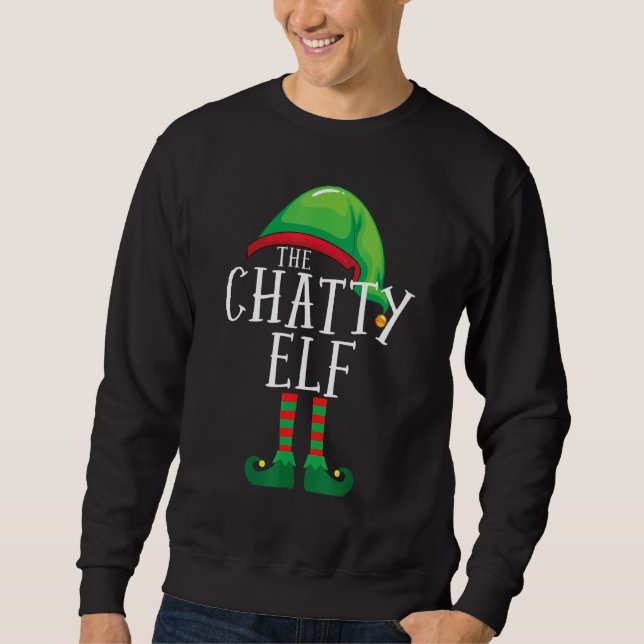 The Chatty Elf Matching Family Group Pajama Christ Sweatshirt (Front)