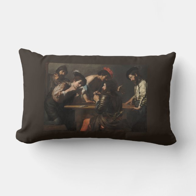 The Cheats, Mercenary Soldiers Playing Cards Lumbar Cushion (Front)