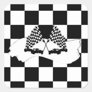 The Checker Flag and Race Cars Square Sticker