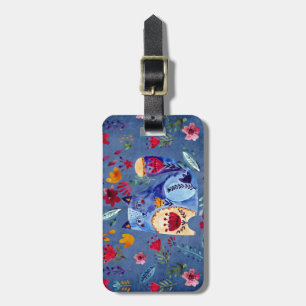 The Cheeky Cat in Flower Garden Luggage Tag