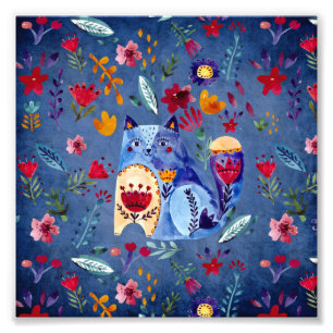 The Cheeky Cat in Flower Garden Photo Print