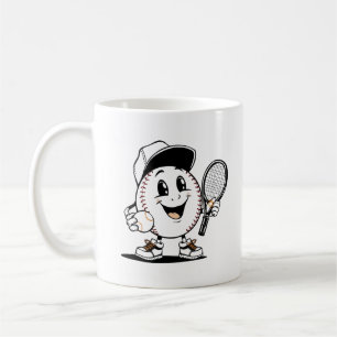 The Cheerful Baseball-Tennis Mascot Coffee Mug