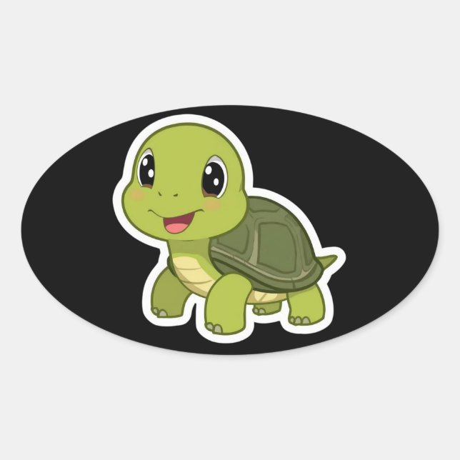 The Cheerful Turtle Who Never Rushed Oval Sticker (Front)