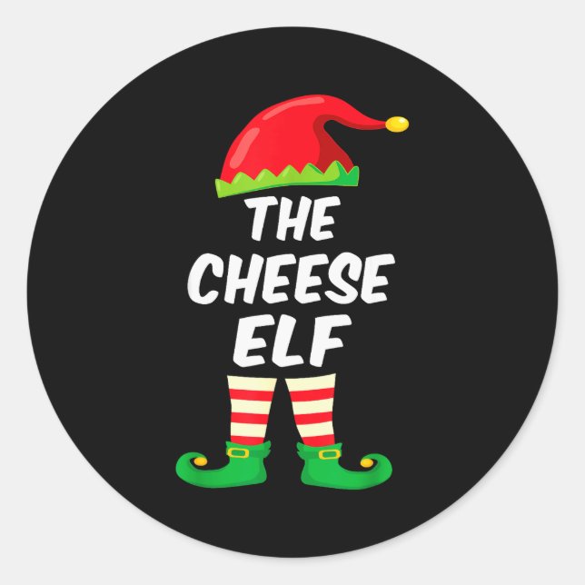 The Cheese Elf Family Matching Funny Christmas Cos Classic Round Sticker (Front)