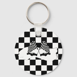 The Chequered Flag and Race Cars Key Ring