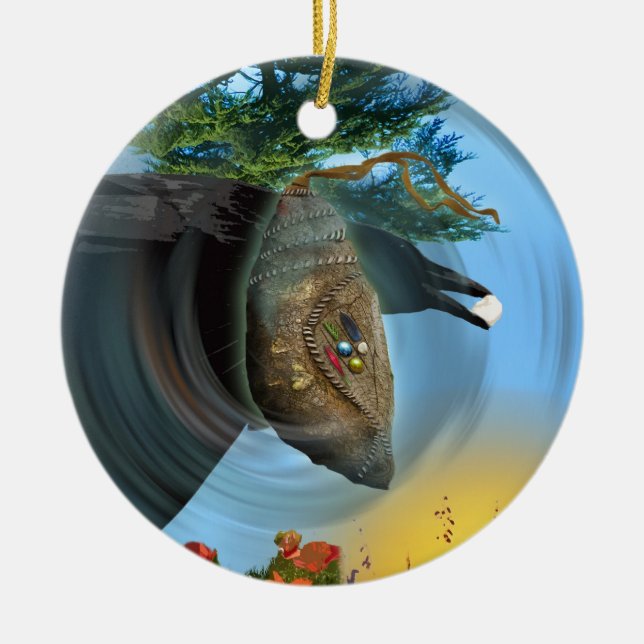 The Cherokee Chrysalis Ceramic Ornament (Front)