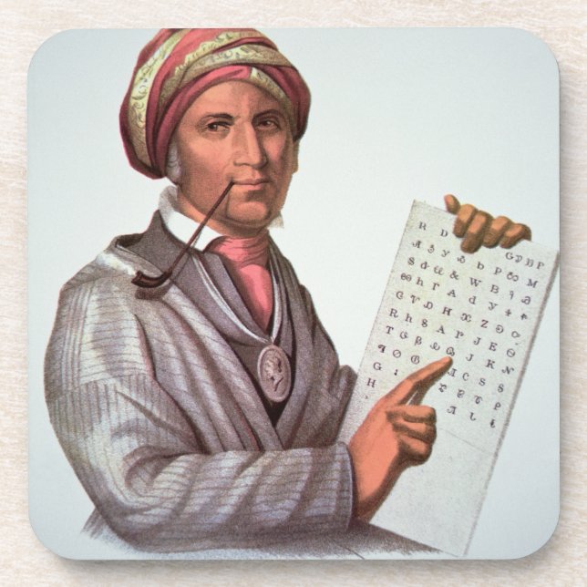 The Cherokee Scholar, Sequoyah (1776-1843) (colour Coaster (Front)