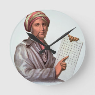 The Cherokee Scholar, Sequoyah (1776-1843) (colour Round Clock