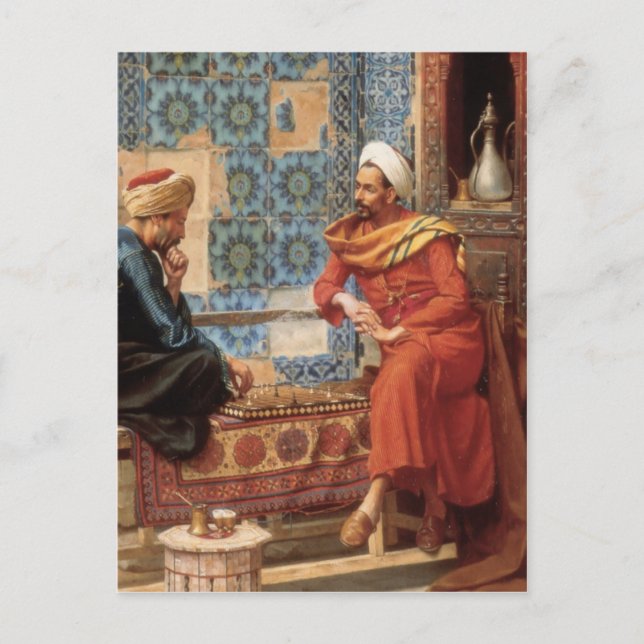 The Chess Game in detail postcard (Front)