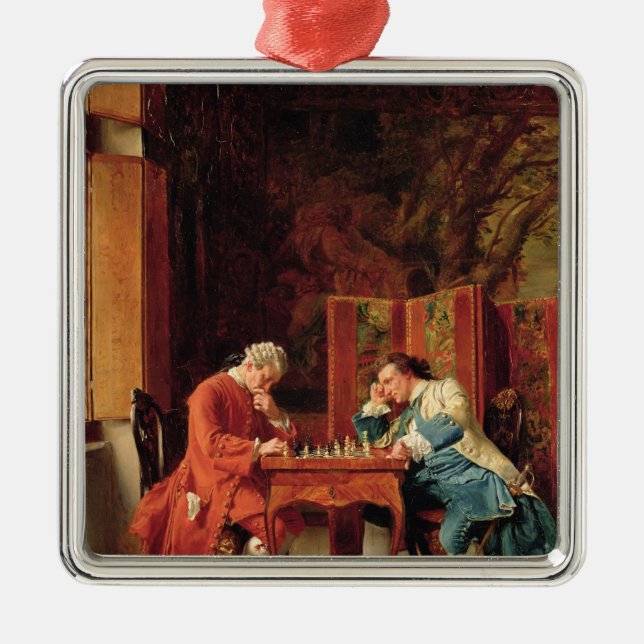 The Chess Players, 1856 Metal Ornament (Front)