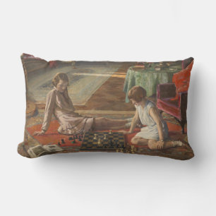 The Chess Players (by John Lavery) Lumbar Cushion