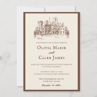 The Chestnut: Brown and Ivory Wedding Invitation