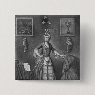 The Chevalier d'Eon, dressed as a woman 15 Cm Square Badge