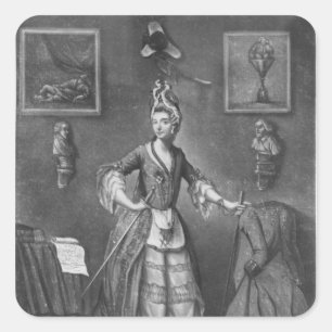 The Chevalier d'Eon, dressed as a woman Square Sticker