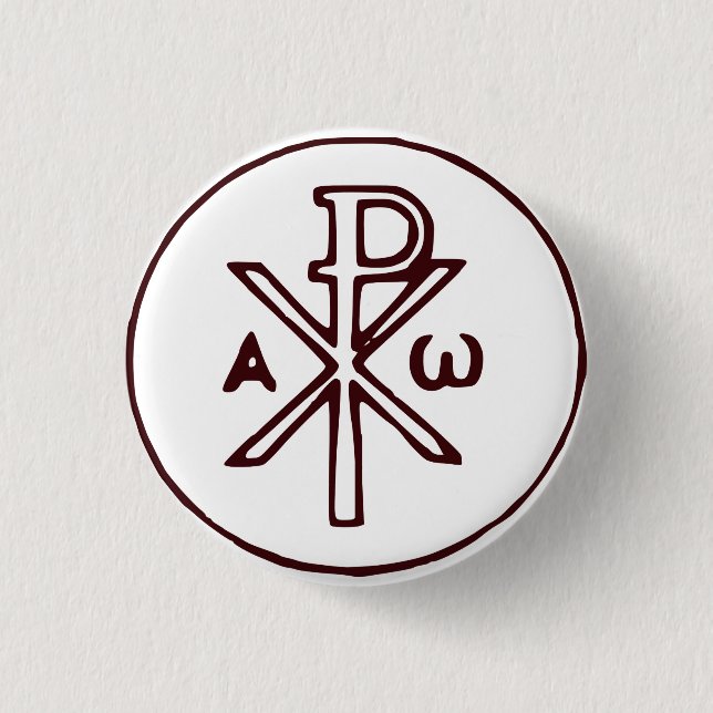 The Chi-Rho Christogram symbol  3 Cm Round Badge (Front)
