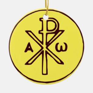 The Chi-Rho Christogram symbol  Ceramic Ornament