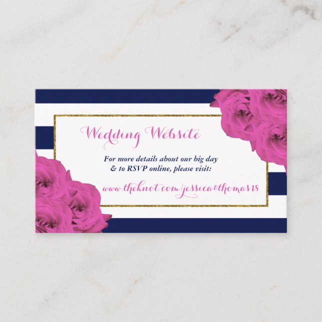 The Chic Modern Luxe Wedding Collection Pink Roses Enclosure Card (Front)