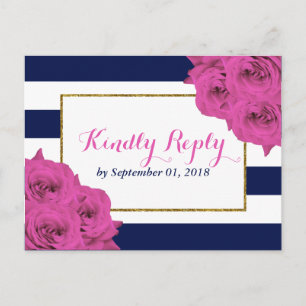 The Chic Modern Luxe Wedding Collection Pink Roses Invitation Postcard