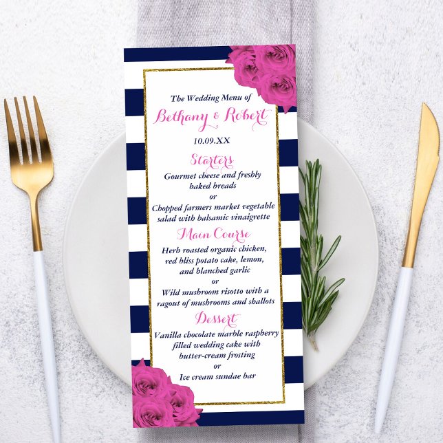 The Chic Modern Luxe Wedding Collection Pink Roses Menu (Creator Uploaded)