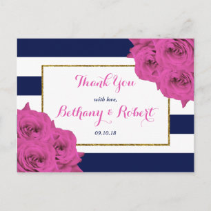 The Chic Modern Luxe Wedding Collection Pink Roses Postcard