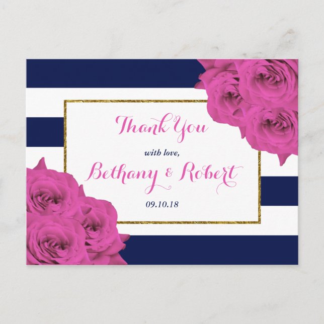 The Chic Modern Luxe Wedding Collection Pink Roses Postcard (Front)