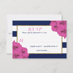 The Chic Modern Luxe Wedding Collection Pink Roses RSVP Card