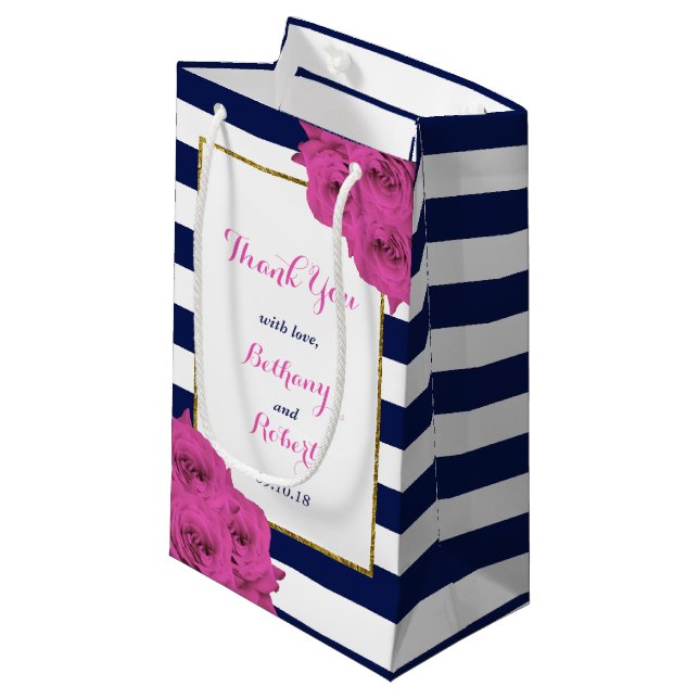 The Chic Modern Luxe Wedding Collection Pink Roses Small Gift Bag (Front Angled)