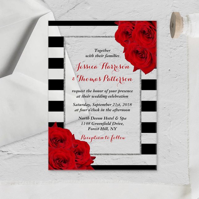 The Chic Modern Luxe Wedding Collection- Red Roses Acrylic Invitations (Creator Uploaded)