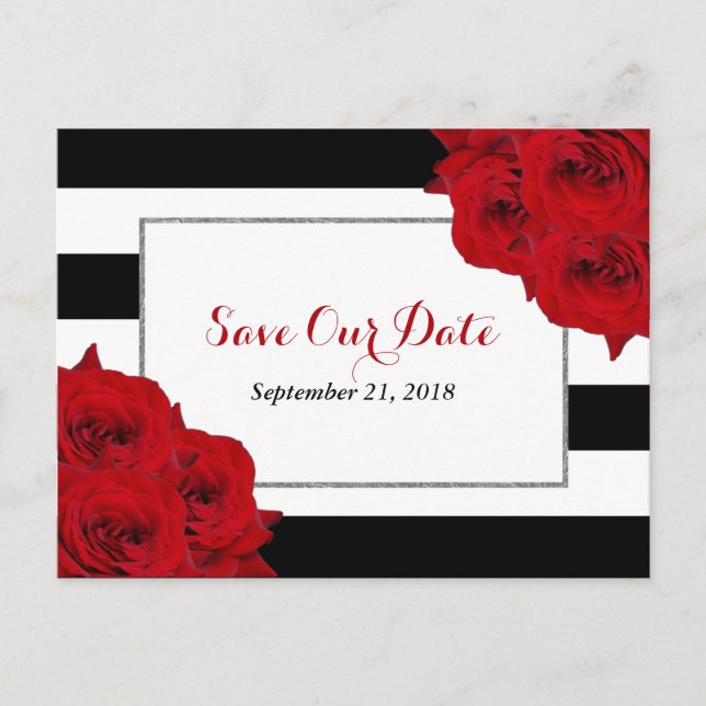 The Chic Modern Luxe Wedding Collection- Red Roses Announcement Postcard (Front)