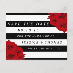 The Chic Modern Luxe Wedding Collection- Red Roses Announcement Postcard