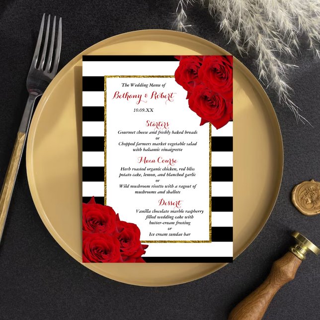 The Chic Modern Luxe Wedding Collection- Red Roses Menu (Creator Uploaded)